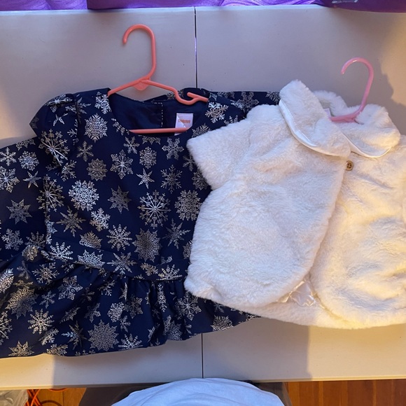 Gymboree Other - Bundle of girls Gymboree snowflake dress and faux fur shall